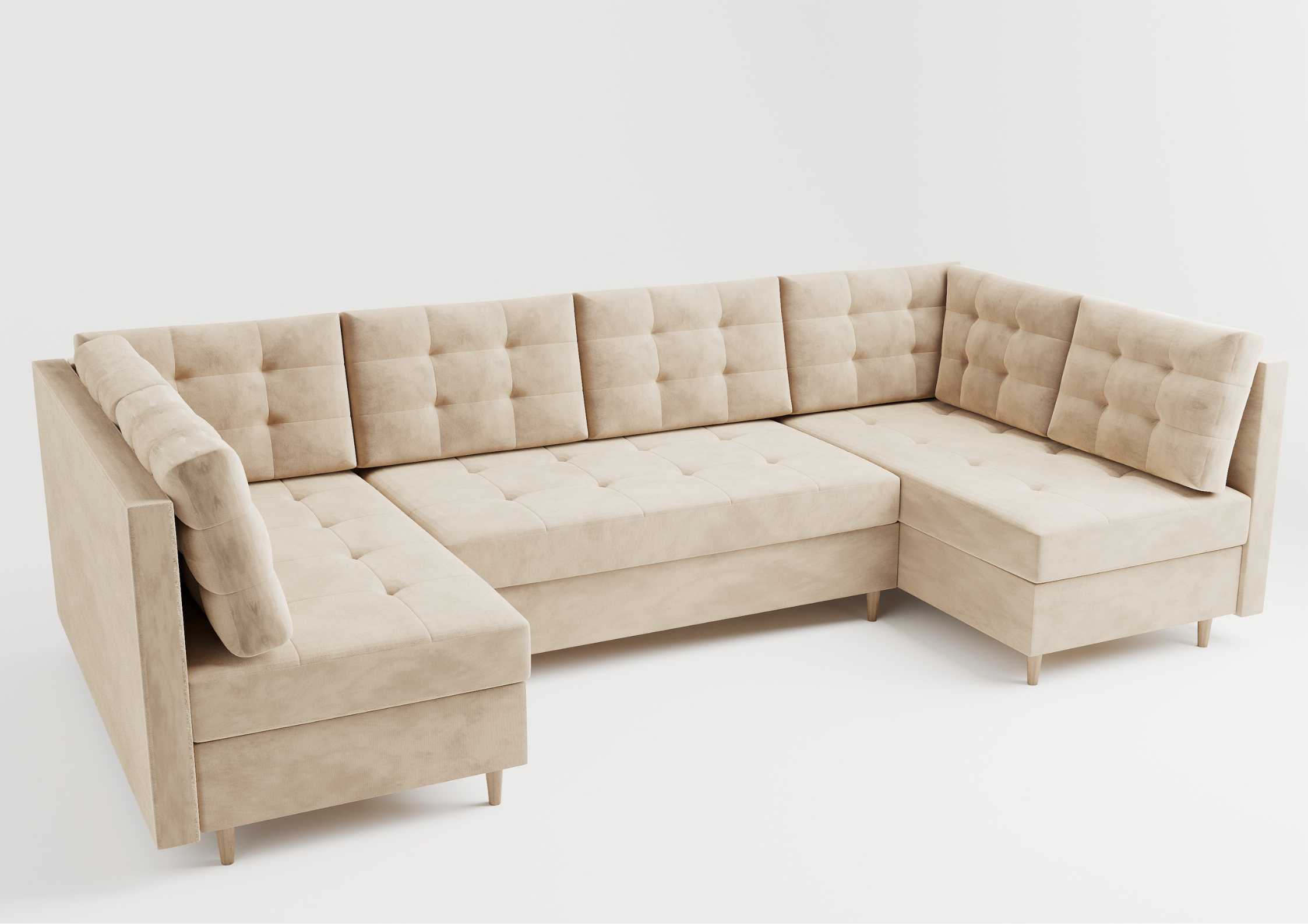 Narożnik w kształcie u pikowany beżowy